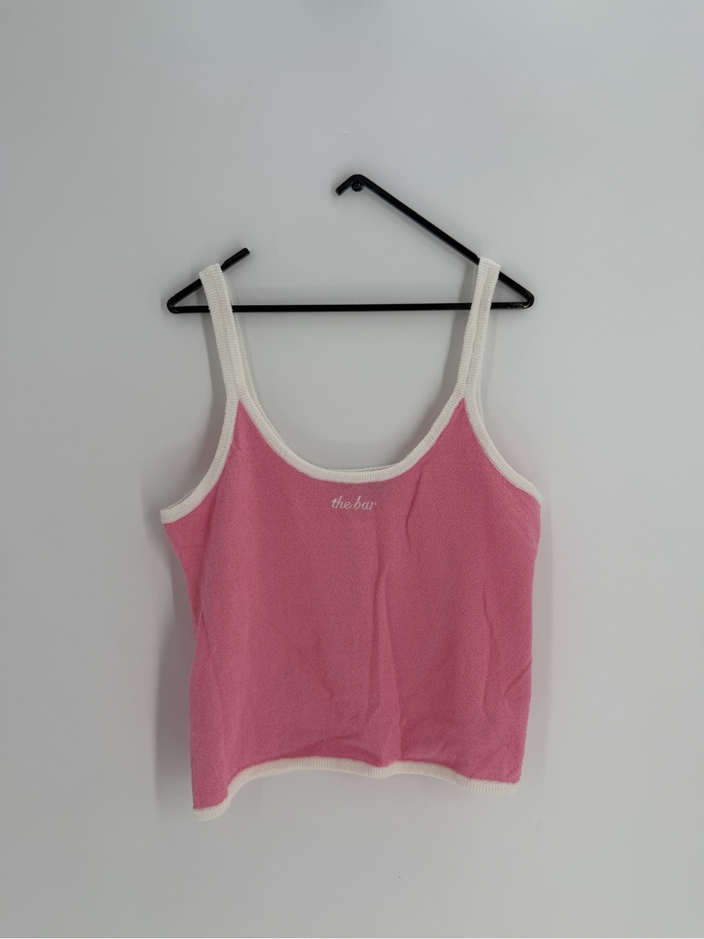 The Bar Pink Carter Logo Embroidered Semi Cropped Sweater Tank